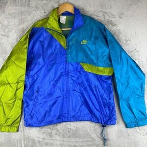 Vintage 90s Nike Colorblock Windbreaker Blue Green Jacket Size Small